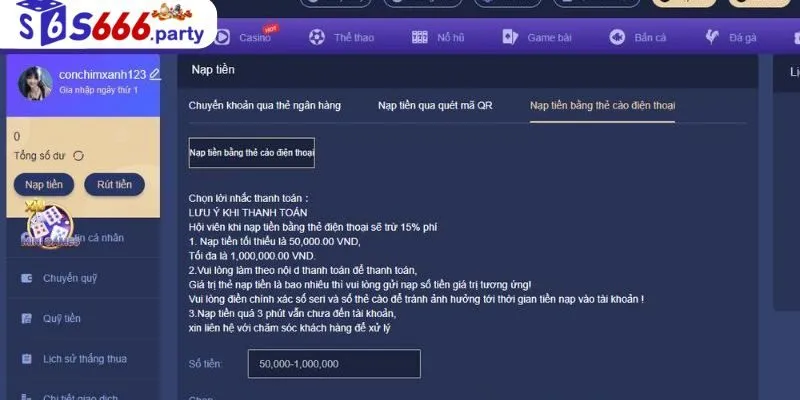Hướng dẫn nạp vốn vào tài khoản cược
