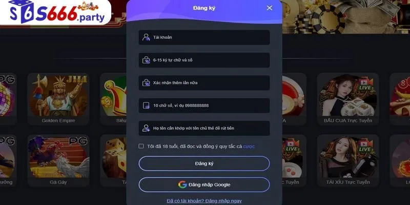 Tổng hợp 4 bước tạo tài khoản thành viên S666